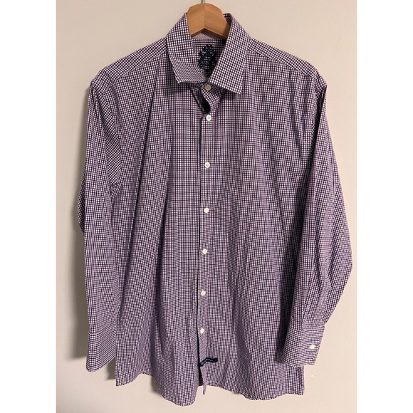 English Laundry Other - English Laundry Christopher Wicks Mens 16 32-33 Gingham Shirt Purple Navy